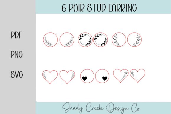 6 Pair Floral and Hearts Stud Earrings: Your Digital DIY Jewelry Kit