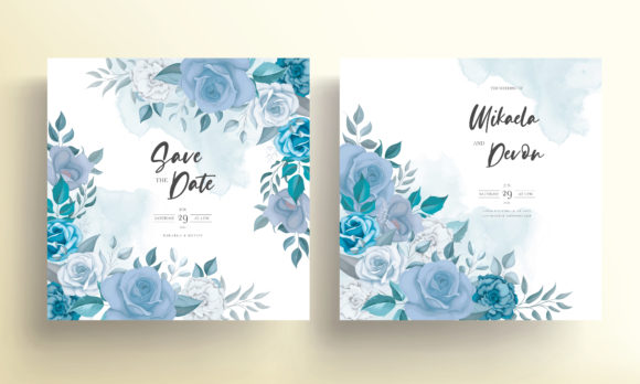 Craft Elegance with a Wedding Card with Beautiful Blue Flowers