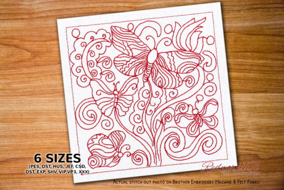 Floral Background with Butterflies: Versatile Embroidery Design
