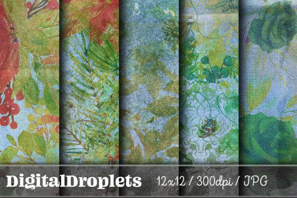 Gilded Flowers Vol. 16: Grunge Florals on Cardboard Textures