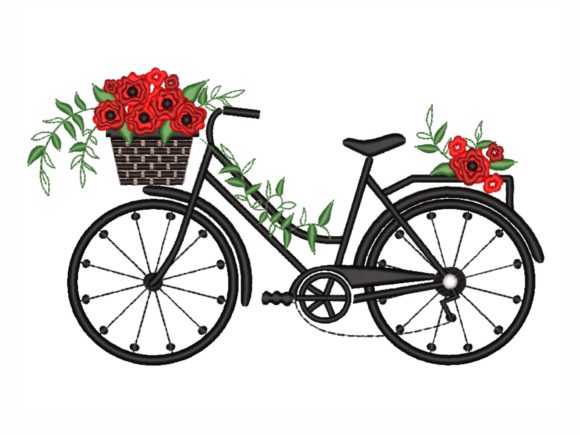 The Bicycle with Flowers Embroidery Design: A Creative Embellishment