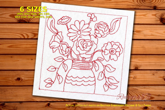 The Colorful Flower Pot Embroidery Design: Merging Rustic Charm with Digital Craft