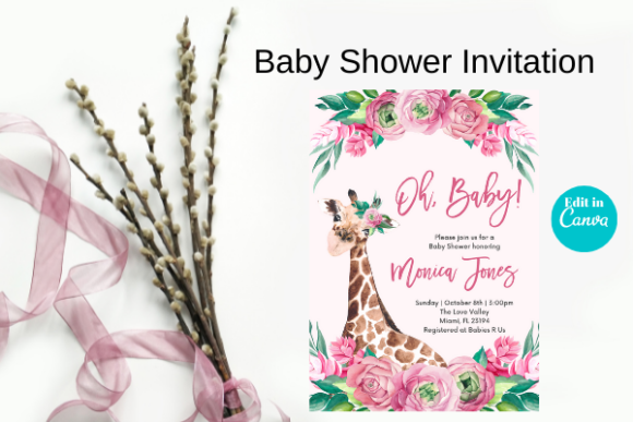 Your Guide to the Pink Giraffe Floral Baby Shower Canva Invitation